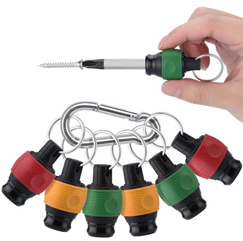 Navaris Porte Embout Visseuse - Porte Cle avec Mousqueton et 6 Porte Embouts Boule pour Renvoi d'Angle Visseuse Perceuse Tournevis Douille 1/4 - Support Rallonge pour Embout Long