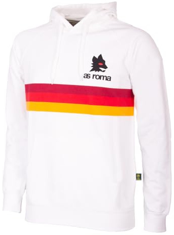 AS Roma Unisex Roma Kapuzenpullover, Weiß, XL