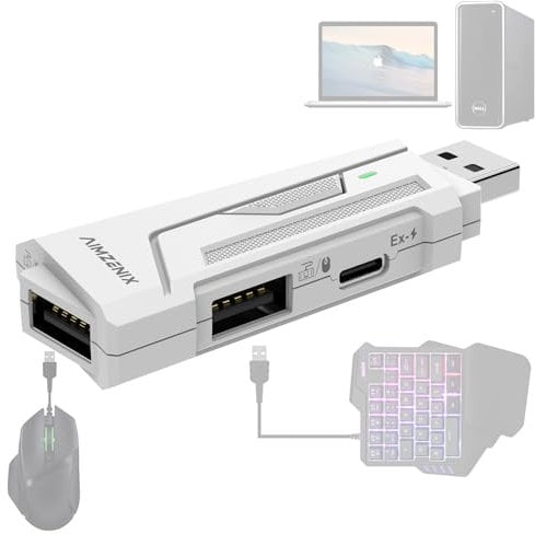 AX200 Computer Mouse and Gaming Keyboard Adapter for PC, Support Key Mapping, Aim Assist, Recoil Control, Smart Joystick Function, TPS, FPS, Perfect for APEX, PUBG, COD Games, Latest Version