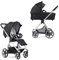 Gesslein Kinderwagen FX4 Swing mit Babywanne Panorama Lyx (Kinderwagen 3 in 1, Liege- & Sitzoption, Sportwagenaufsatz, individuell einstellbar, hoher Komfort, geringes Packmaß, Handbremse), Schwarz