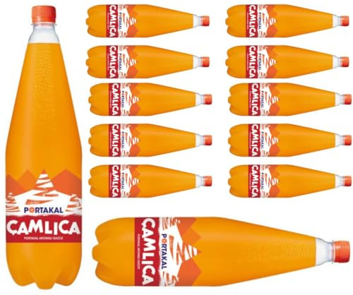 Camlica Gazoz Orange Limonade kohlensäurehaltige und alkoholfreie Getränke (inkl. Pfand) 1500 Mililiter x 12 FLASCHE Mit Pufai Grocery,