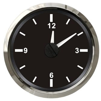 Uhr Meter Gauge 12-Stunden-Format mit Hintergrundbeleuchtung 52mm (2 ) 12V/24V for Auto Boot für Messgeräte für Marinefahrzeuge, Ersatz(Noir)