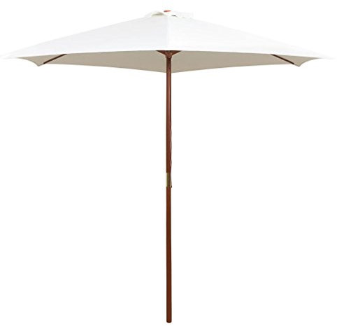Homgoday Sonnenschirm, Sonnenschirm 270 x 270 cm, Stange aus Holz, cremeweiß, Sonnenschirm, Sonnenschirm, Gartenschirm, Sonnenschirme für den Außenbereich, Sonnenschirm für den Strand, Terrassenschirm