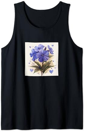 Creeping Phlox Flower With Hearts Around Boho Style Graphic Tank Top