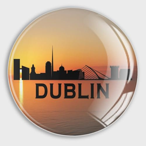 Irland Dublin City Silhouette Landschaft Skyline Kühlschrankmagnete Glas kleine Magnete runde Magnete für Kühlschrank Schrank Schule Zuhause Küche Büro Klasse Whiteboards Schließfach Reisegeschenke