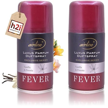 h2i Luxus Parfum Duftspray | Vanilla & Freesia | 2 Stück | 250 ml | Geruchsneutralisierer Lufterfrischer Raumduftspray Duftsprüher Raumduft-Nachfüller für automatische Duftspender