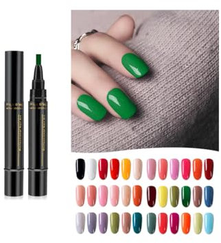 Nail Polish Pen, 3 in 1 One Step Gel Nail Polish Pen Brush For Nail Art DIY Drawing Polish Marker Pen, LED Gel, Soak Off Gel Ideal for Home and Professional Manicure