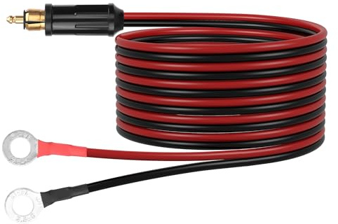 CERRXIAN DIN-Motorrad-Zigarettenanzünder-Stecker auf O-Ring-Klemmenkabel, 12-V-Ersatz-Europäischer Stecker, 14 AWG verzinnter Enddraht (2 m)