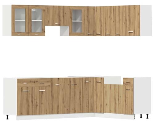 vidaXL 11-TLG. Küchenschrank-Set Lyon Artisan-Eiche Holzwerkstoff