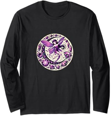 Purple Fairy Illustration Violet Amethyst Long Sleeve T-Shirt