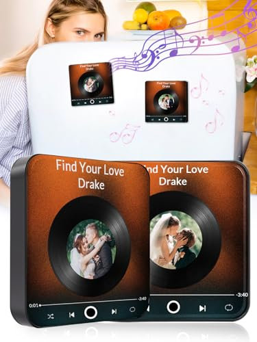 AAQ Music Fridge Magnet Personalised Custom Spotify Refrigerator Magnets with Photo Can Play Song, Customised Music Gift for Music Lovers Valentine's Day (Styel-4)