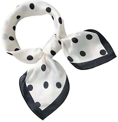 CALLARON Polka Dot Seidenschal Damen Quadratisches Halstuch Kleine Tasche Accessoire Mit Schwarzrand