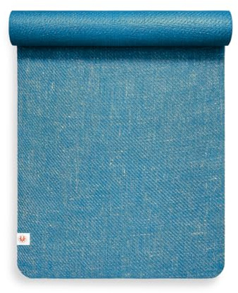Premium Non-Slip Yoga Mat - Sustainable Jute & Natural Rubber Ethical Eco Yoga Exercise Mat (Ocean Teal Blue)
