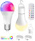 Lamptobe USB Aufladbar Batterie Glühbirne Mit Fernbedienung, 12+3 Farbtemperatur, E27 Smart Farbwechsel Farbige RGB LED Dimmbar Akku Glühbirnen Mit Timing Funktion, Akku Hängelampe, 2 Stück