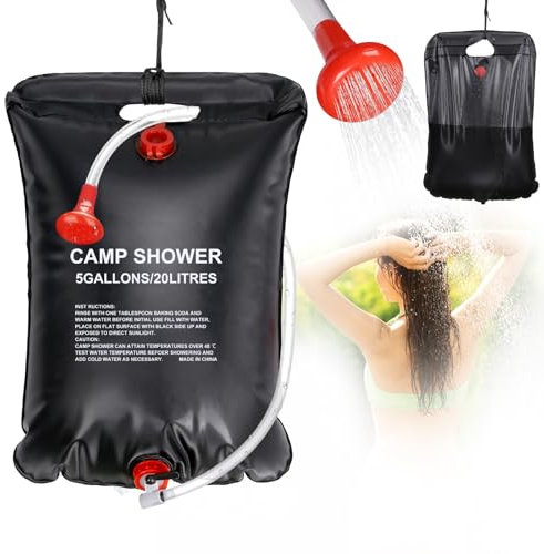 Générique Sac de Douche Solaire Portable 20L Camping - Sac Douches de Randonnée Chauffante à 45°C, Pliante pour Randonnée, Escalade et Activités de Plein Air (Noir)