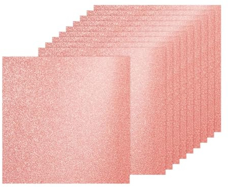PATIKIL 20Blätter Roségold Glitzer Karton 12x12Zoll Glitzerpapier Karton | Hochglanz, Glitzerpapier Großes Schimmern, 250gsm, Für Basteln Scrapbook DIY Kunst Hochzeit Party