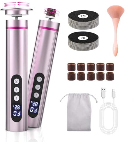 2-in-1 Hornhautentferner Elektrisch – Wiederaufladbarer elektrischer Hornhautentferner mit Sandpapier Pediküre und Maniküre Set, 9 Einstellbaren Geschwindigkeiten, LED-Anzeige, Profi-Pediküre Set