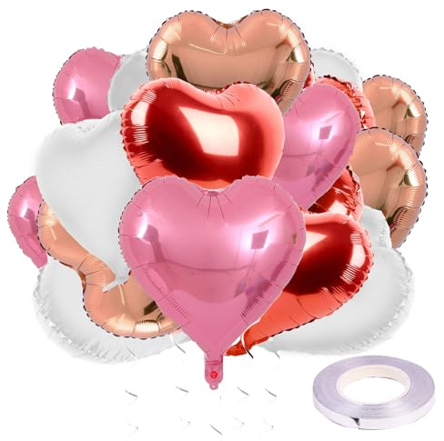 Palloncini a forma di cuore, 25 pezzi, colore rosa e rosso