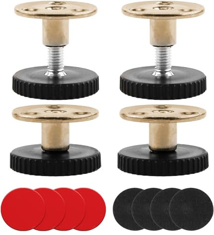 Qaum Lot de 4 pieds réglables en hauteur de 33 à 40 mm - Pieds d'équipement réglables - Pieds de meuble avec coussinets d'amortissement anti-rayures et accessoires de montage pour armoire, pieds de