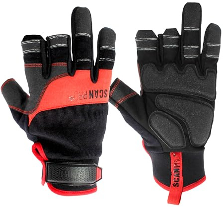 Scan Pro Three Finger Framers Gloves– High Dexterity Work Gloves with Reinforced Palm, Spandex Flex Fit, Knuckle Protection & Fingertip Grip, EN388 Rated - Size XXL (11)