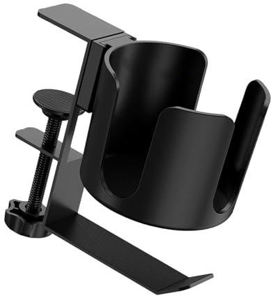 Adjustable Height Cup Mount With MultiPurpose Hook Clamp On Desk Accessory For Drinkware Headsets Storage Office Desk Cup Holder With Headphone Stand And Storage