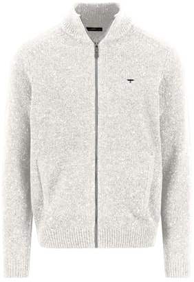 FYNCH-HATTON Cardigan misto lana con cerniera e colletto alto, Bianco inverno, L