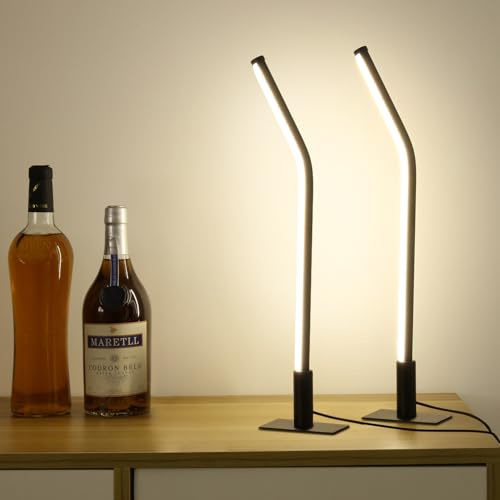 GEPROSMA Metall Nachttischlampe 2er Set,44CM Moderne Schlanke Tischlampe mit Kabel(USB 5V 2A),Touch Dimmbar & Memory-Funktion,Minimalistische Design,Schreibtischlampe for Schlafzimmer Wohnzimmer,Büro