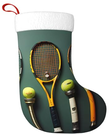 KKAFGBV Personalized Tennis balls and rackets Printed Double-Sided Christmas Stockings â€“ Festive Fireplace Hanging Decor, Tree Decoration