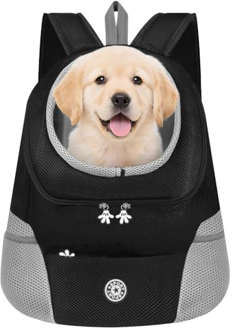 Adiwo Zaino per Cani e Gatti Regolabile (3,5-6 kg), Zaino Portatile con Tasche Frontali con Apertura in Rete, Traspirante, Sicuro e Confortevole per Cuccioli di Cani e Gatti Taglia M