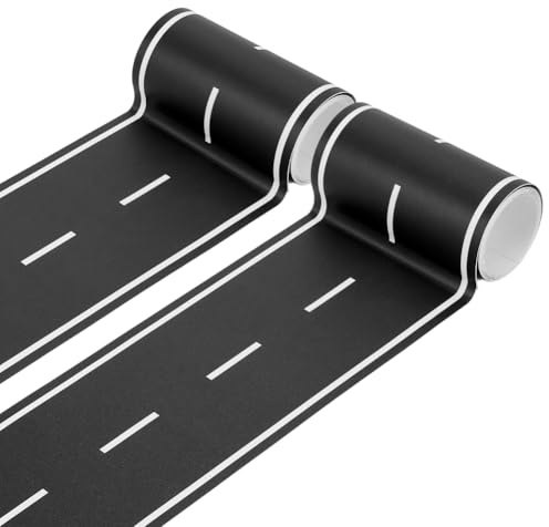 OLYCRAFT 4 m Lange Bordüren Straßenaufkleber 10cm Breit Schwarzes Straßenband Selbstklebend Straßenmodellaufkleber Rennstrecken Party Dekorationsaufkleber Für Straßen Geburtstagsparty Dekoration