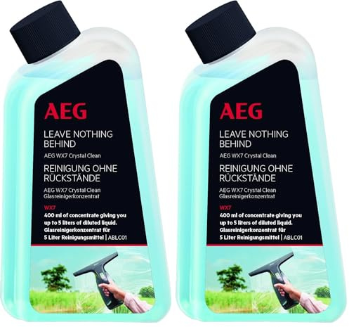 AEG ABLC 01 AEG ABLC01 Glasreiniger-Konzentrat für Fensterreiniger WX7 (400ml Konzentrat für 20 Anwendungen, keine Schlieren und Rückstände, streifenfrei, optimale Reinigungsleistung), (Packung mit 2)