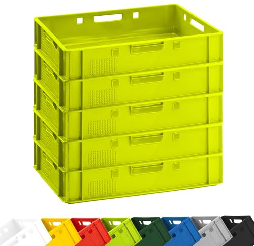 BURI Fleischkiste E1 60x40x12,5 cm Eurobox Hellgrün lebensmittelecht robust | BURI, stapelbar, Kunststoff, Made in Germany, Lagerbox, Transportbehälter, belastbar, Normmaß, flach, langlebig