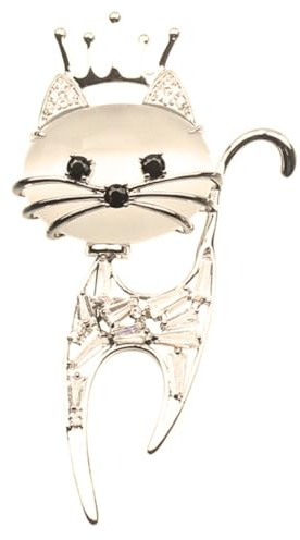 Generisch Goldene Katzen Brosche mit Strass und Künstlichem Opal Kleine Kreative Anstecknadel für Damen Vielseitiges Modeaccessoire und Geschenk für Kleidung Taschen und Party