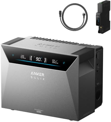 Anker SOLIX 4 Pro Solarbank+Smart Meter Gen2, Balkonkraftwerk mit Speicher | 4 MPPT, 5000W Solareingang, bis zu 30kWh Kapazität, 2500W bidirektionales Laden, 10000 Zyklen, Anker Intelligence, Plug&Play
