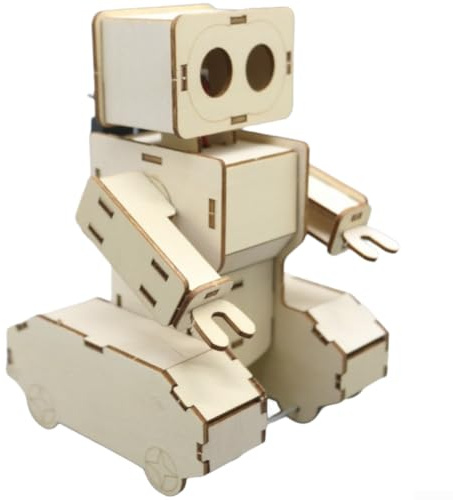 Sprachgesteuertes Roboter Bausatz für Kinder DIY Holz Spielzeug STEM Lernen mit Motor Antrieb Schulprojekt 16x10x10cm