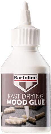 Bartoline Fast Drying Wood Glue, 125 ml, D3 Water Resistant, Dries Clear, Suitable for All Types of Wood, Including MDF and Chipboard, Fast Bond, May Require Clamping
