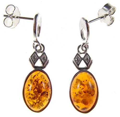 Damen-Ohrhänger Sterling-Silber 925 mit Bernstein/Schmuck/Ohrclips/Ohrringe/Creolen/Ohrhänger/Ohrstecker