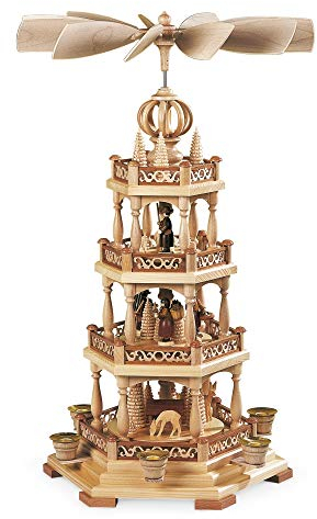 Weihnachtspyramide 4-stöckige Pyramide - Waldmotiv - 55 cm - Original Erzgebirge - Müller Kleinkunst