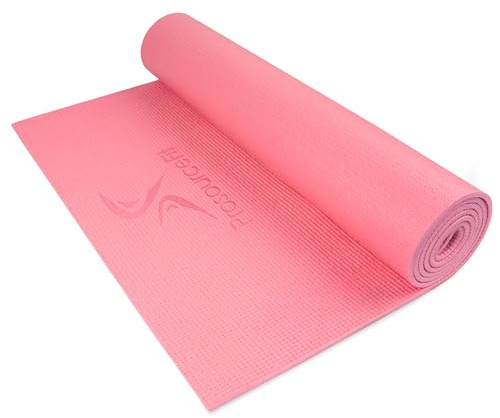 ProsourceFit Original Yoga Mat ¼-Inch Thick Non-Slip Surface with Carrying Straps for Balance and Stability, Multipurpose Workout Mat for Pilates, Yoga, and Meditation, Pink