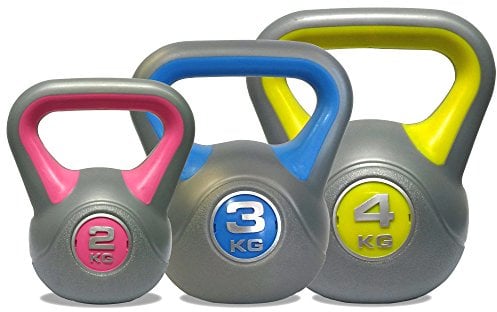 DKN Unisex's Vinyl Kettle Bell Weight Set, Multi-Colour, 2-4 kg