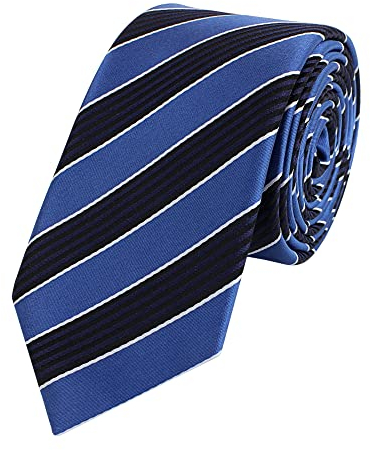 Fabio Farini - Herren Krawatte modern gestreift in 6cm Breite und 150cm Länge - Unterschiedliche Männer Schlipse mit Streifen Blau Schwarz Dunkelblau Weiß