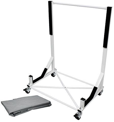 ECD Germany Hardtopständer mit 4 feststellbaren Rädern inkl. XXL Bezug - Weiß - aus pulverbeschichtetem Stahl - Hardtop Ständer Hardtophalter Aufbewahrung Trolley Hülle Abdeckhaube Schutzbezug Cover