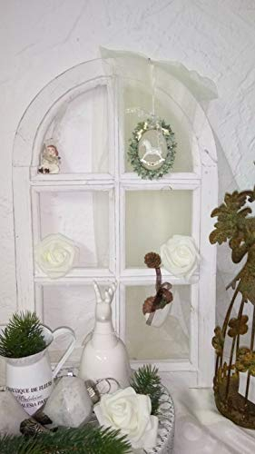 Finestra decorativa per finestra ad arco rotondo Brocante in legno bianco shabby CHIC 49 cm
