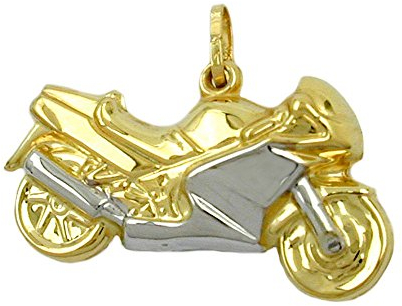 Anhänger 28mm Motorrad bicolor 9Kt GOLD