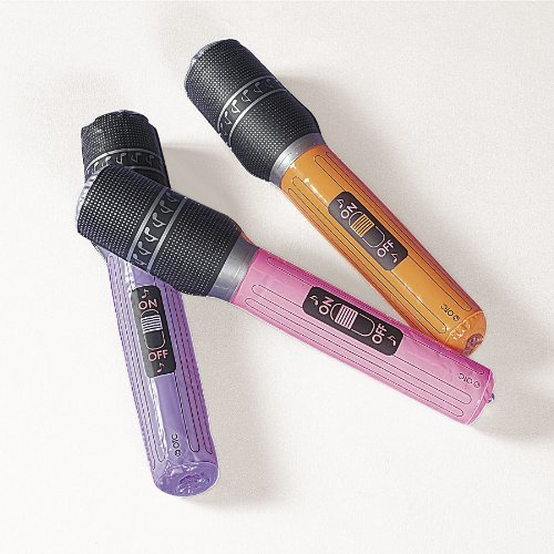 cama24com Aufblasbares Mikrofon 12 Stück als Partyartikel für Fasching Karneval und die Kinder-Mottoparty mit Palandi® Sticker