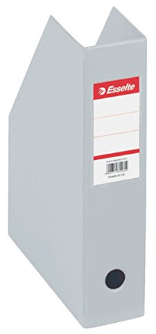 ESSELTE Lot de 12 Boîtes à pan coupé Porte-revues PVC dos 7 cm Livré à plat Gris