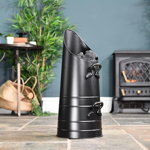 Traditional Norfolk Coal Hod - Heavy Duty Coal Scuttle & Log Bucket – Rustic Metal Fireplace Storage Container for Wood, Kindling & Ash – Fireside Accessory for Hearth, Cabin & Home