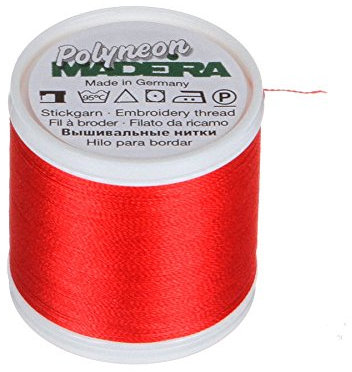 Madeira 9845 – – 1838 2-lagig Polyneon Polyester Stickgarn, 40 wt/135D 440 YD, Poppy Red