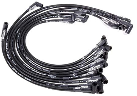 Moroso Spark Plug Wire Set, Ultra 40, Spiral Core, 8.65 mm, Black, 90 Degree Plug Boots, HEI Style Terminal, Sprint Car, V8, Kit