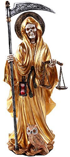 Pacific Giftware Sankt Muerte Heiliger der Heilige Tod Stehen Religiöse Statue 10-Zoll-Leistung Wohlstand Erfolg (Gold)